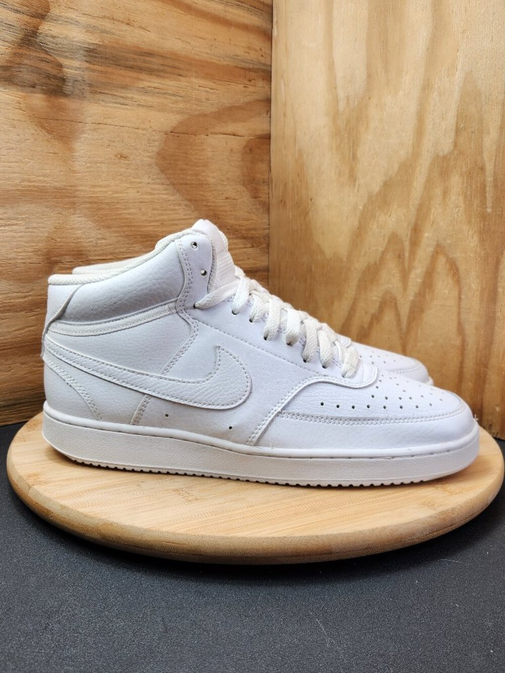 Nike Court Vision Mid Womens Triple White Shoe Sneakers Size 10